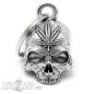 Preview: 3D Totenkopf Biker-Bell mit Hanfblatt Weed Skull Ride Bell Glücksbringer Geschenk